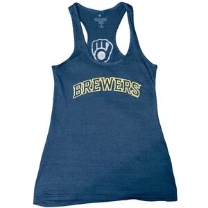 Milwaukee Brewers Tank Top Womens Small Navy Racerback Excellent